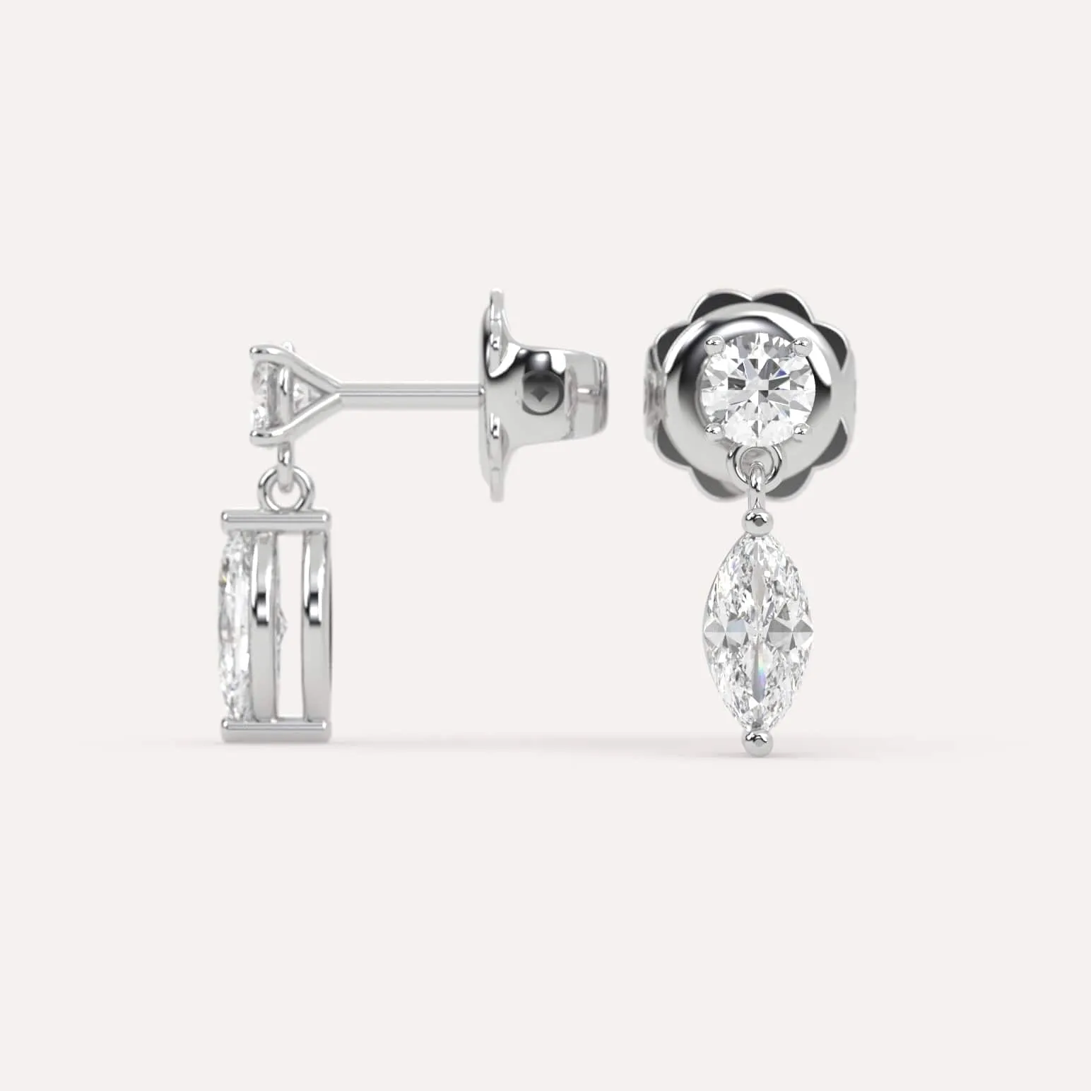 1 carat Marquise Diamond Drop Earrings