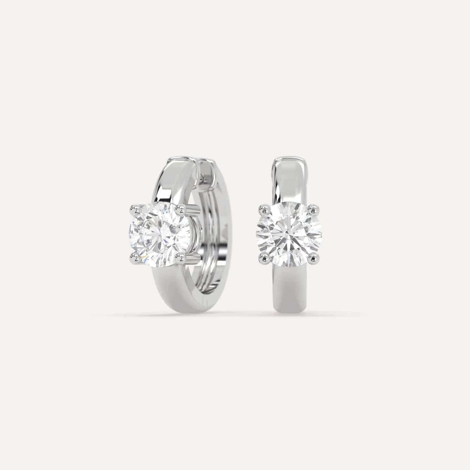 1 carat Round Diamond Hoop Earrings