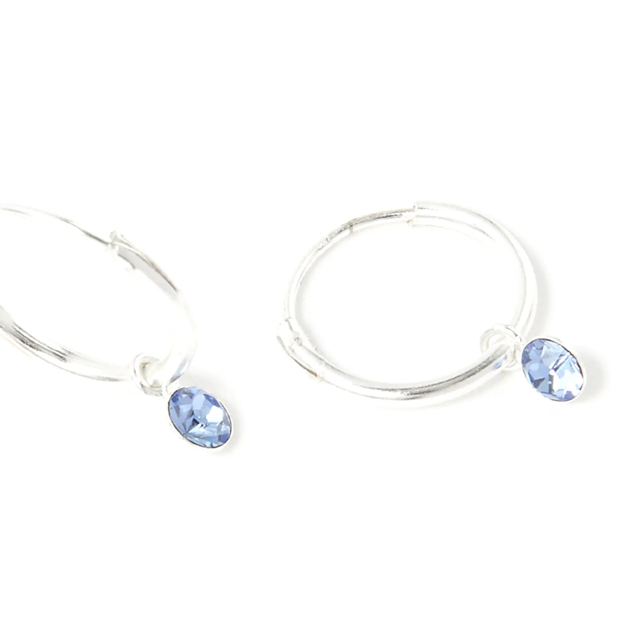 925 Pure Sterling Silver Swarovski Blue Crystal Hoop Earring For Women