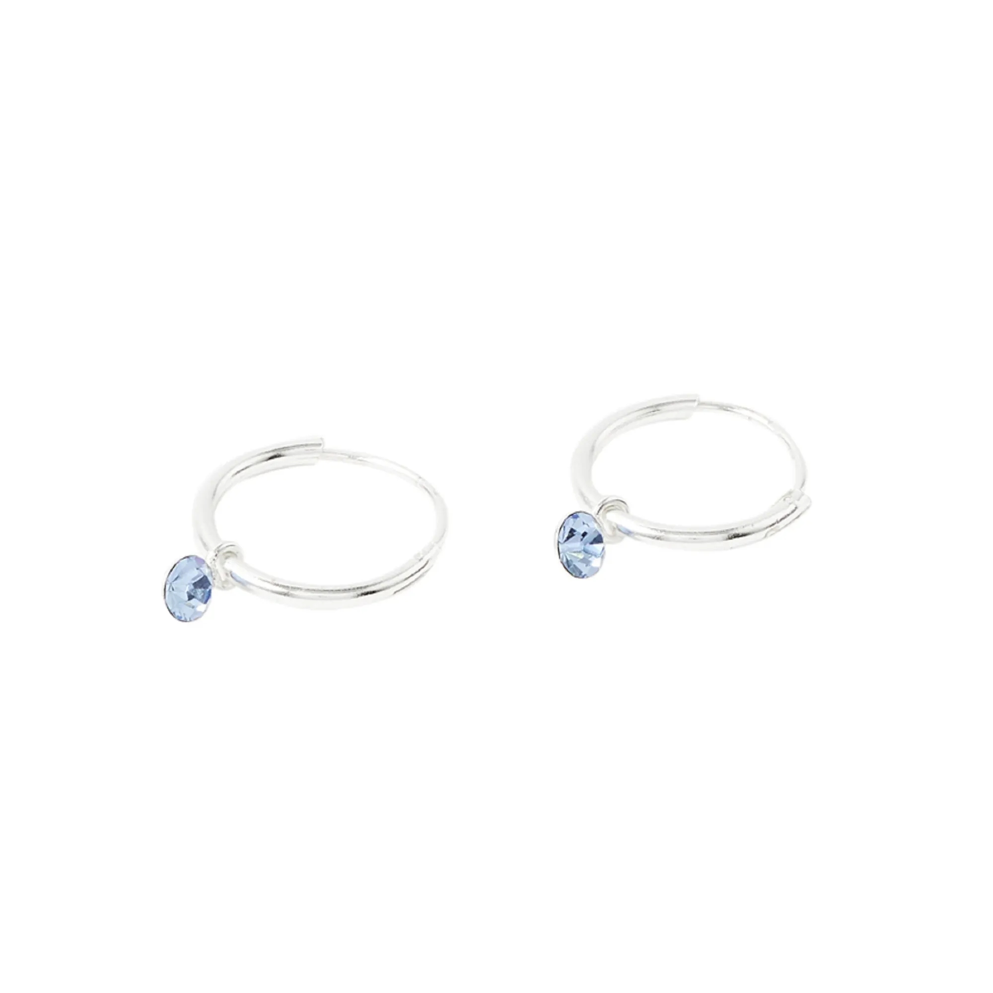 925 Pure Sterling Silver Swarovski Blue Crystal Hoop Earring For Women