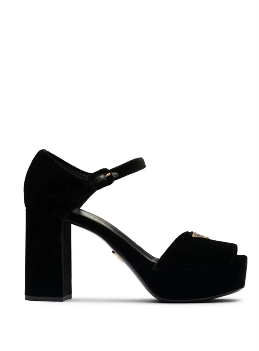 95MM VELVET PLATFORM SANDALS