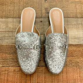 A New Day Silver Glitter Mules- Size 8 (Like New Condition!)