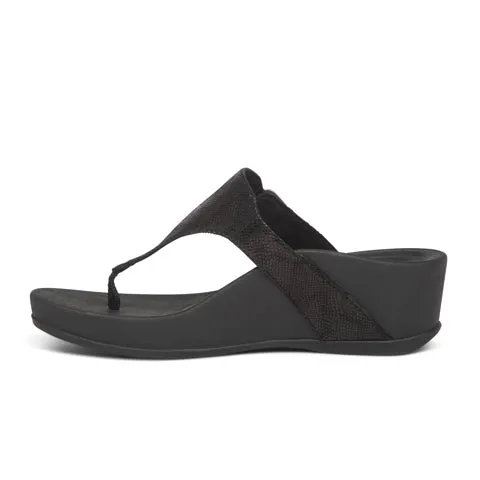 Aetrex Kate Wedge Sandal (Women) - Black