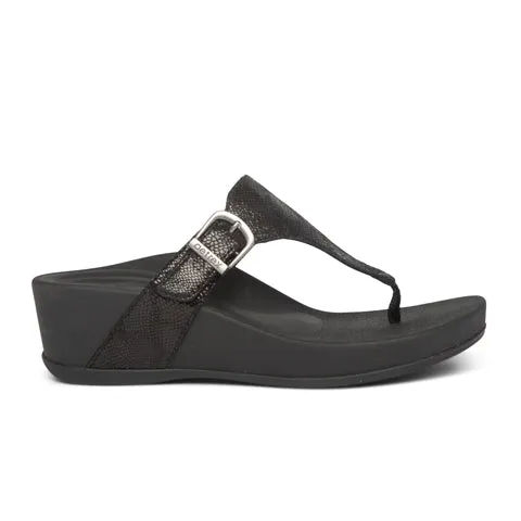 Aetrex Kate Wedge Sandal (Women) - Black