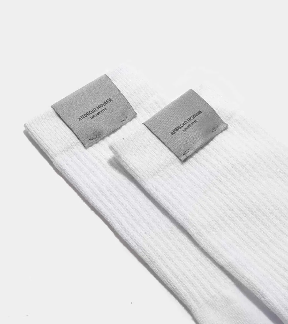 AH Label Crew Sock | White AHA231-09