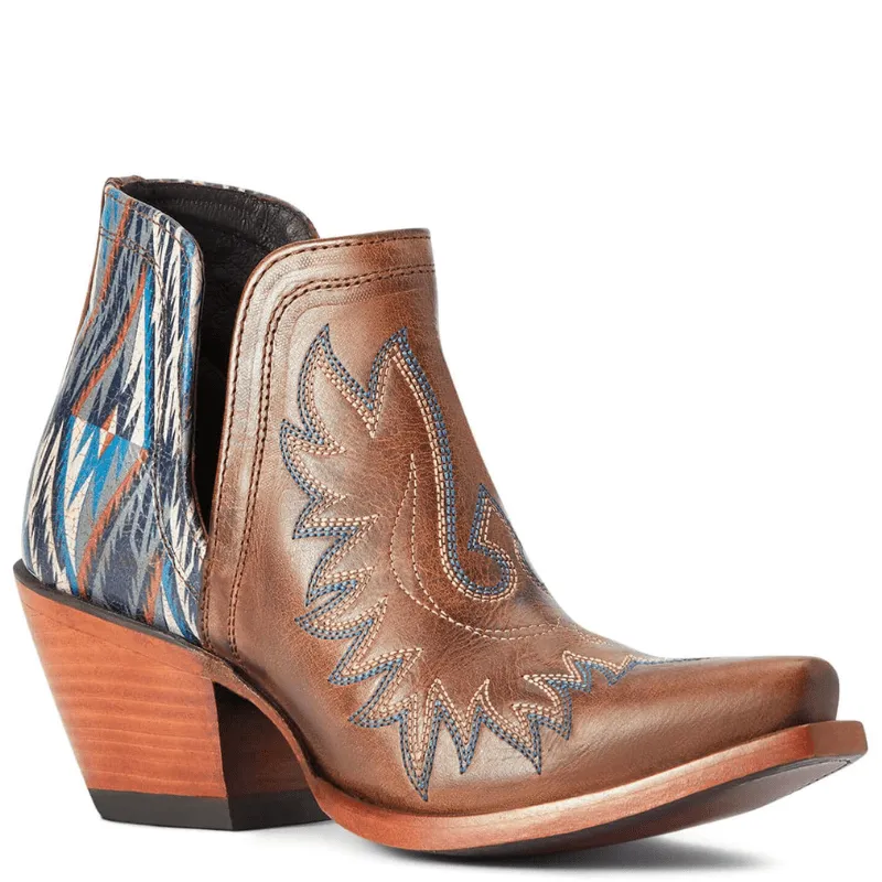 Ariat Women's Dixon Chimayo Fiery Tan Western Booties 10042579