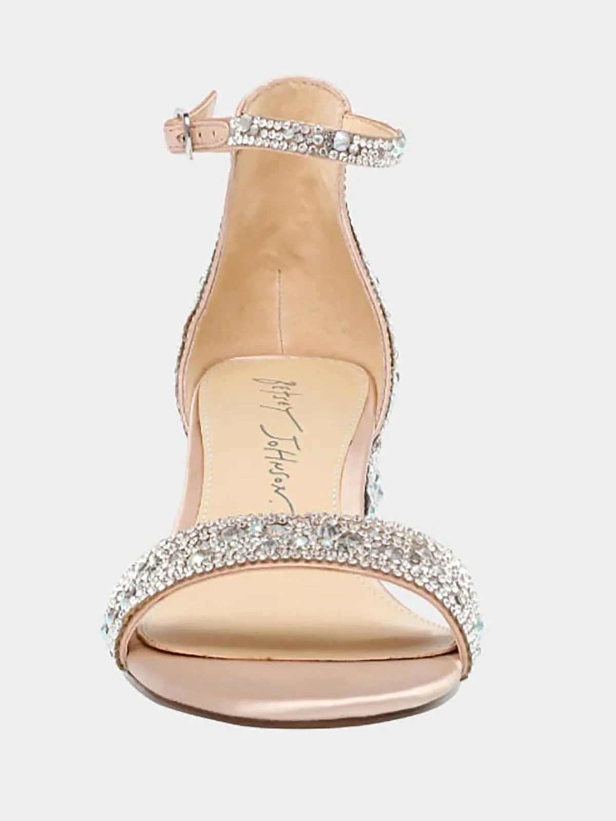 Betsey Johnson Size 9 Champagne & Clear Jeweled Heels