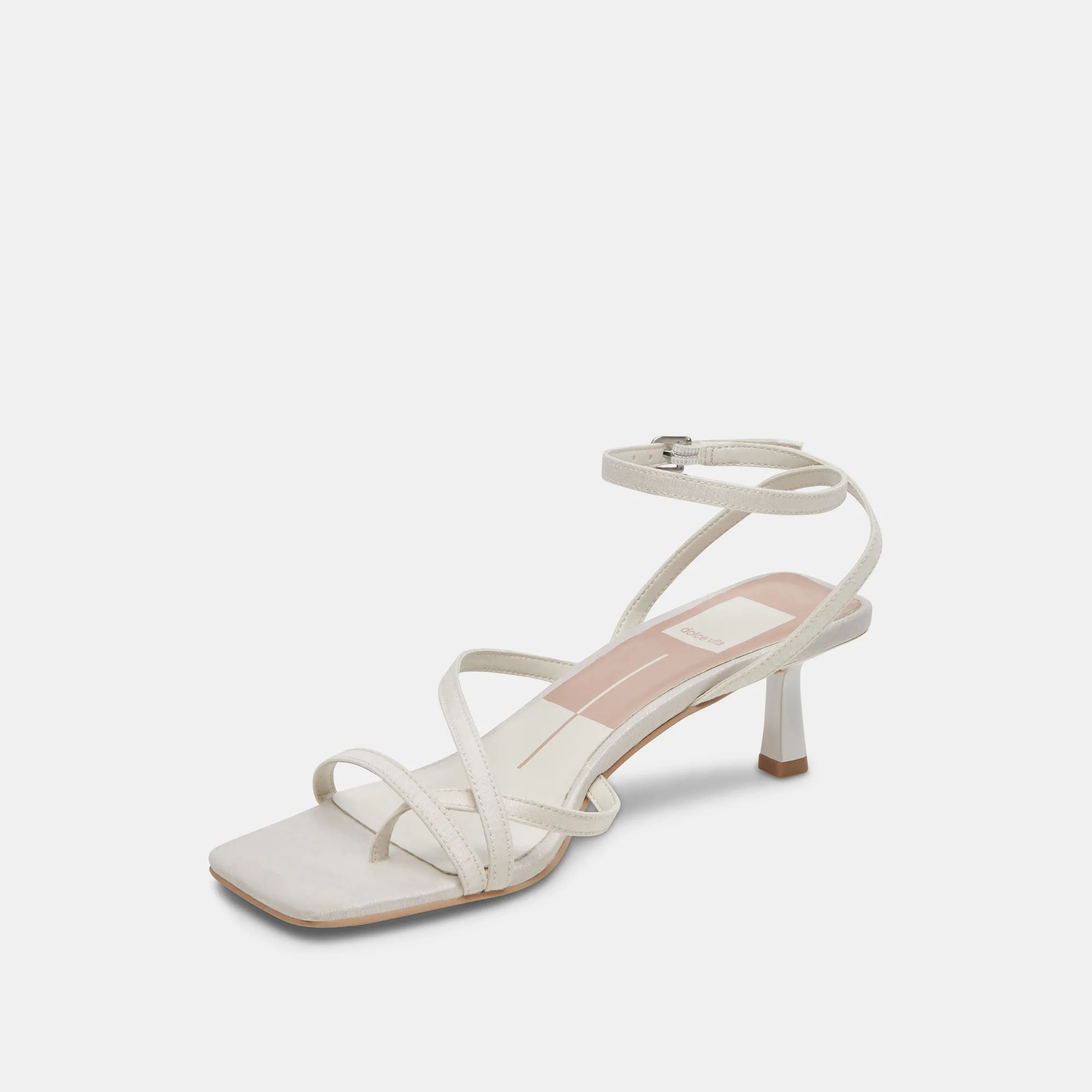 BETSI HEELS OFF WHITE SATIN