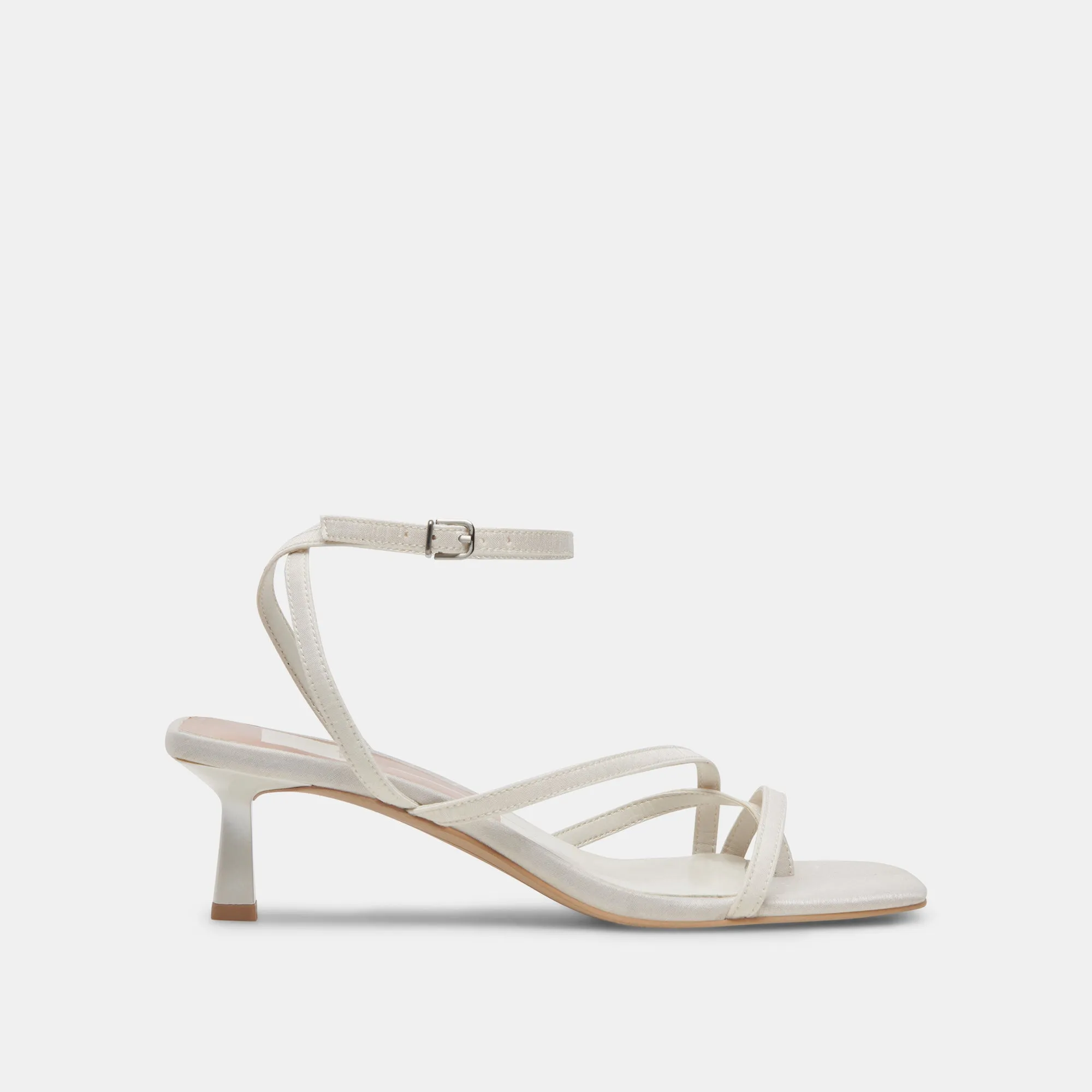 BETSI HEELS OFF WHITE SATIN