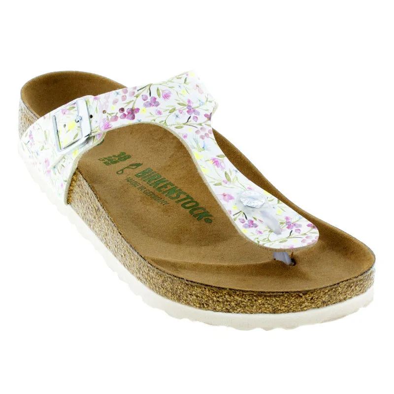 BIRKENSTOCK GIZEH VEGAN WATERCOLOR FLOWER WHITE  LIMITED EDITION - WOMENS