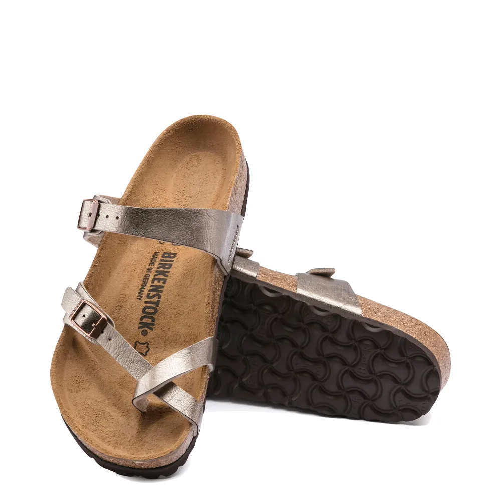 Birkenstock Women's Mayari Birko-Flor Toe Loop Sandal in Graceful Taupe Metallic