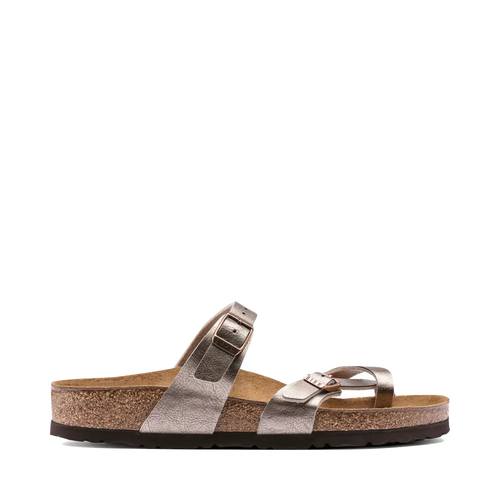 Birkenstock Women's Mayari Birko-Flor Toe Loop Sandal in Graceful Taupe Metallic