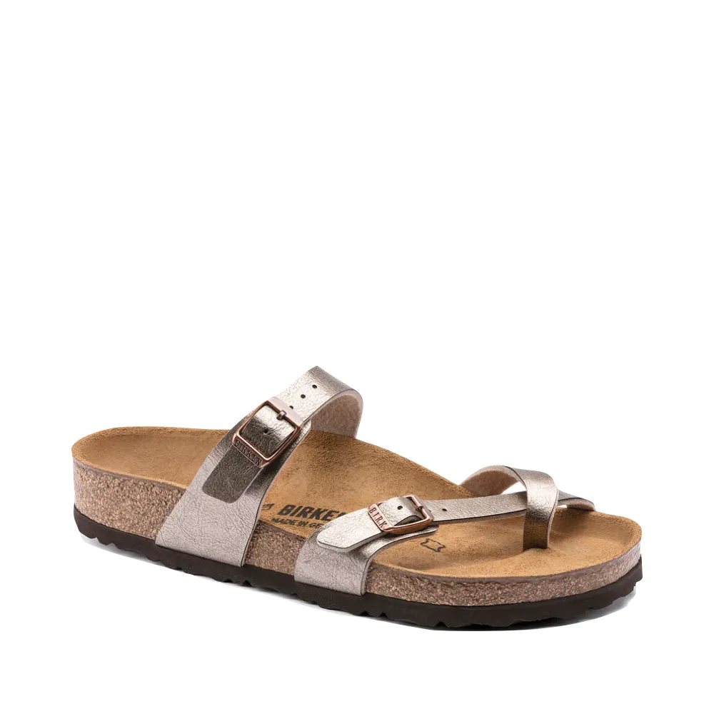 Birkenstock Women's Mayari Birko-Flor Toe Loop Sandal in Graceful Taupe Metallic