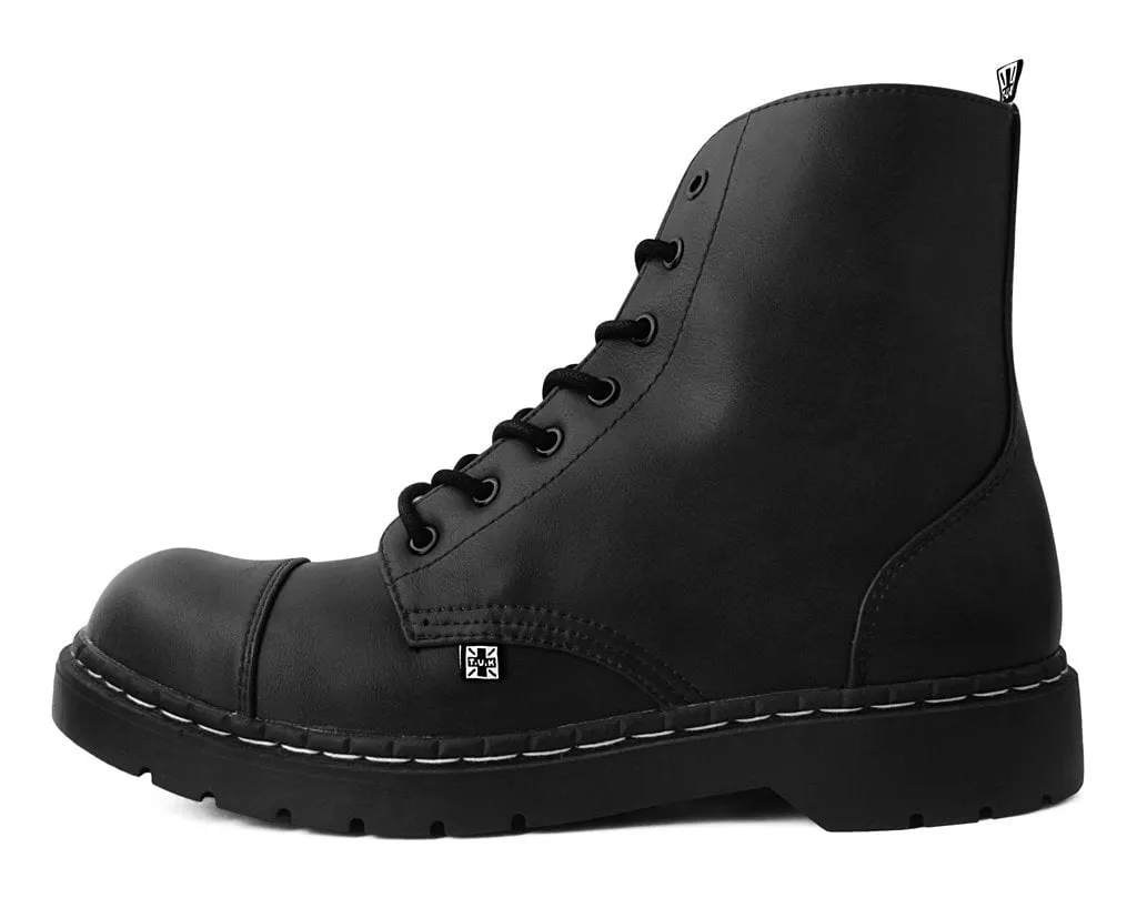 Black Waxy 7-Eye Capped Toe Boot