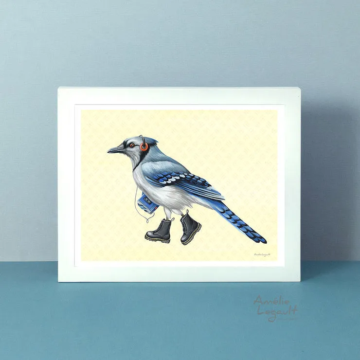 Blue Jay in Boots Print (8" x 10")