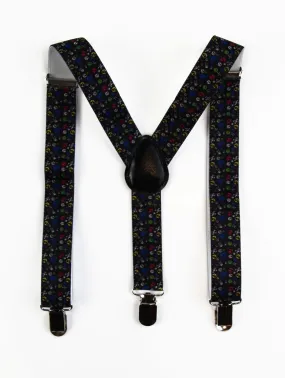 Boys Adjustable Coloured Skulls Patterned Suspenders