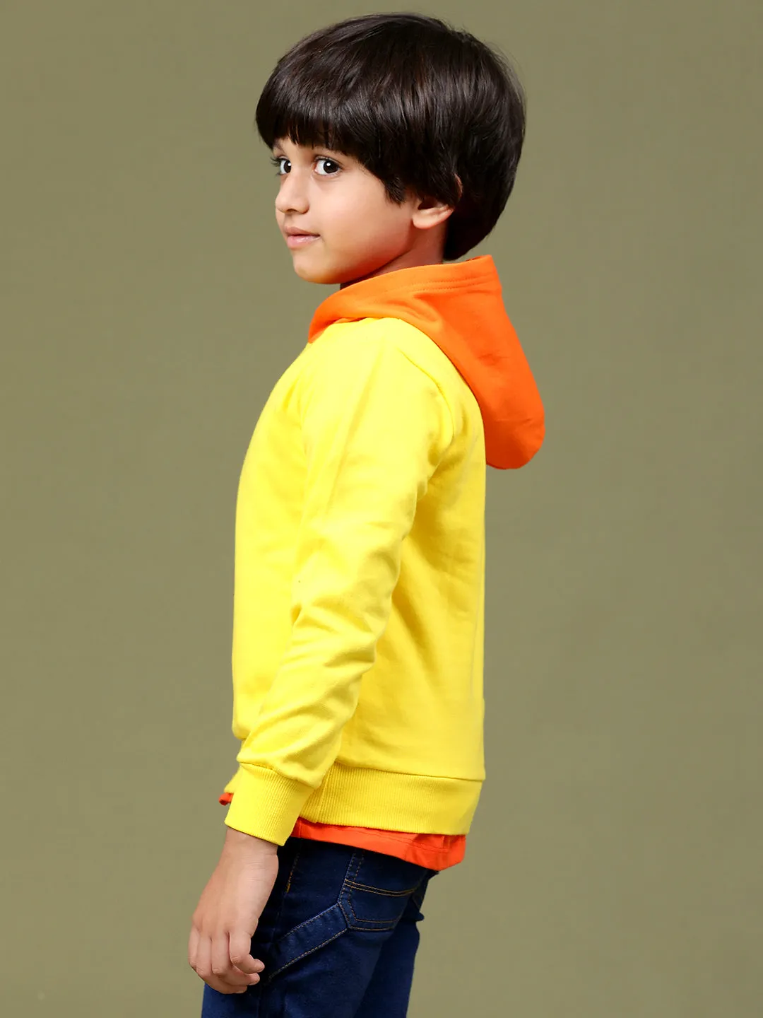 Boys Olive Cotton Solid Sweatshirt