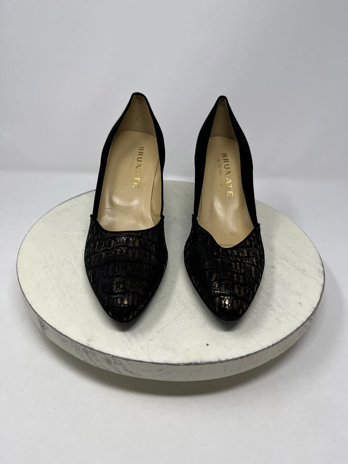 Brunate Size 8.5 (39.5) Black & Bronze Pumps