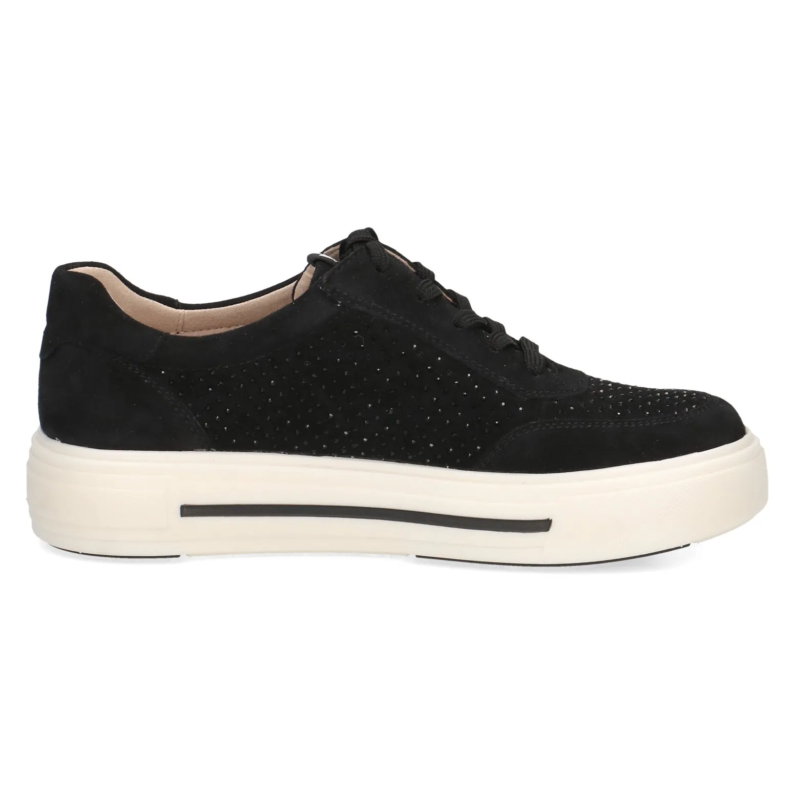 Caprice Ladies Suede and Crystal Soft Sneaker