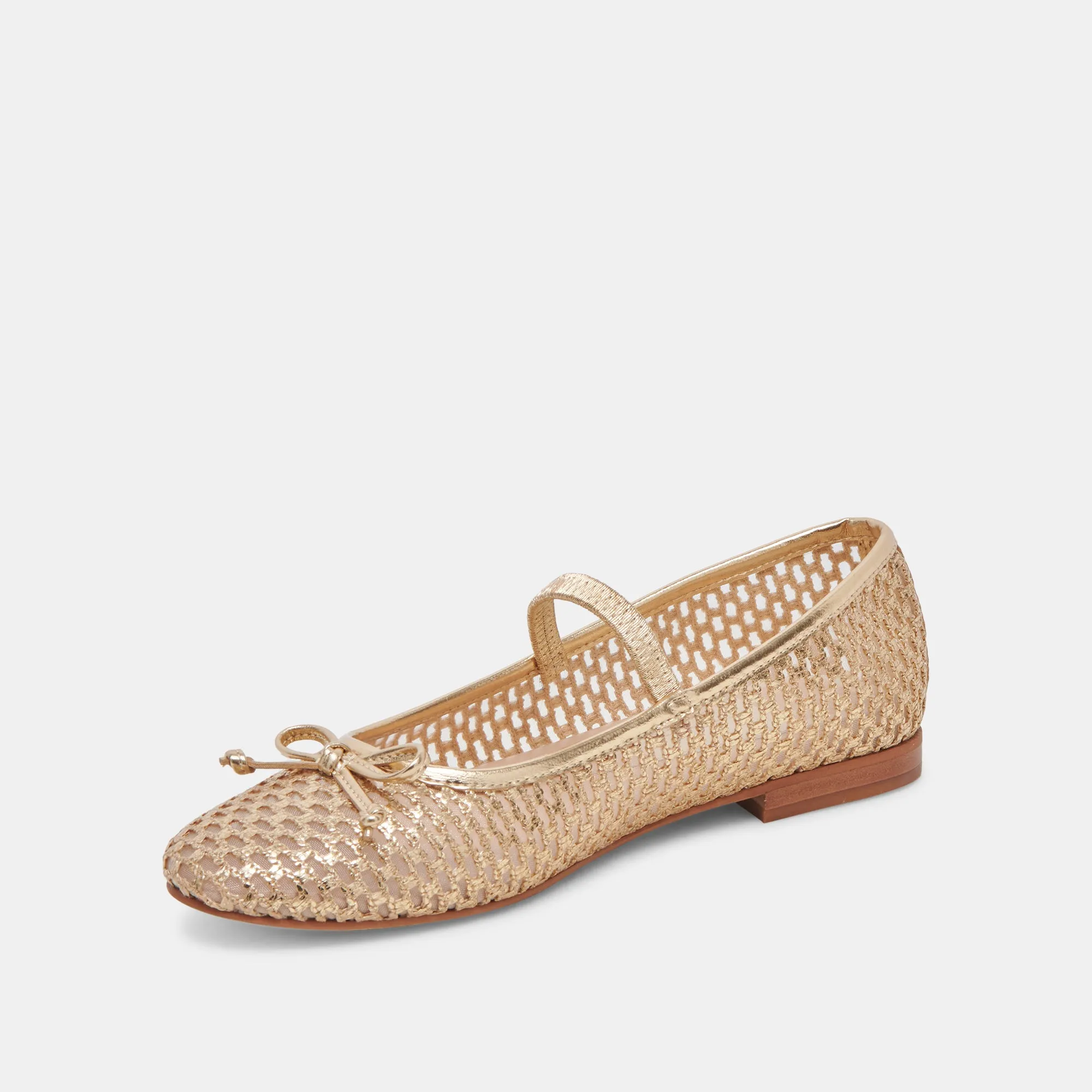 CARIN RAFFIA BALLET FLATS GOLD RAFFIA