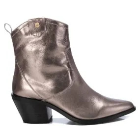 CARMELA  Pewter  Leather Western Ankle Boot