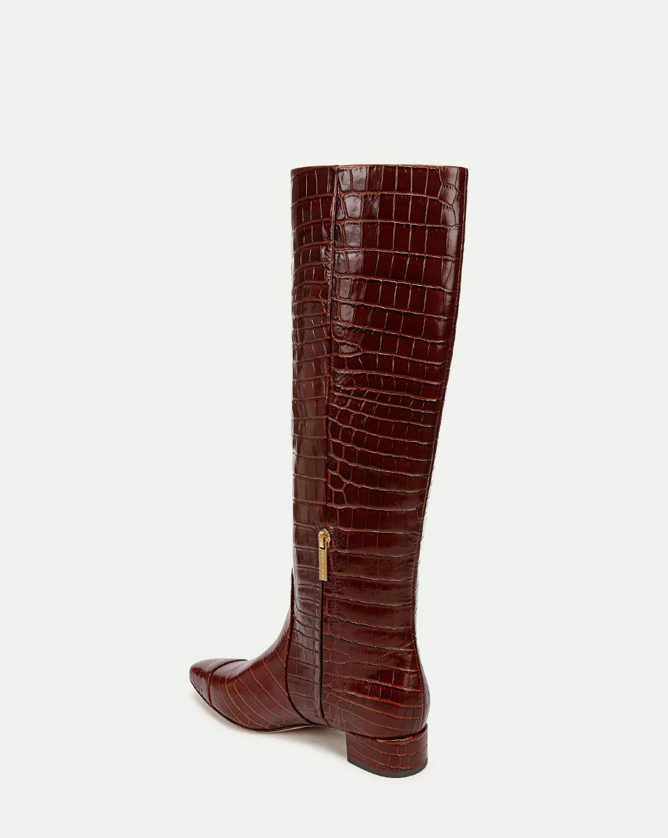 Cecile Croc-Embossed Tall Boot