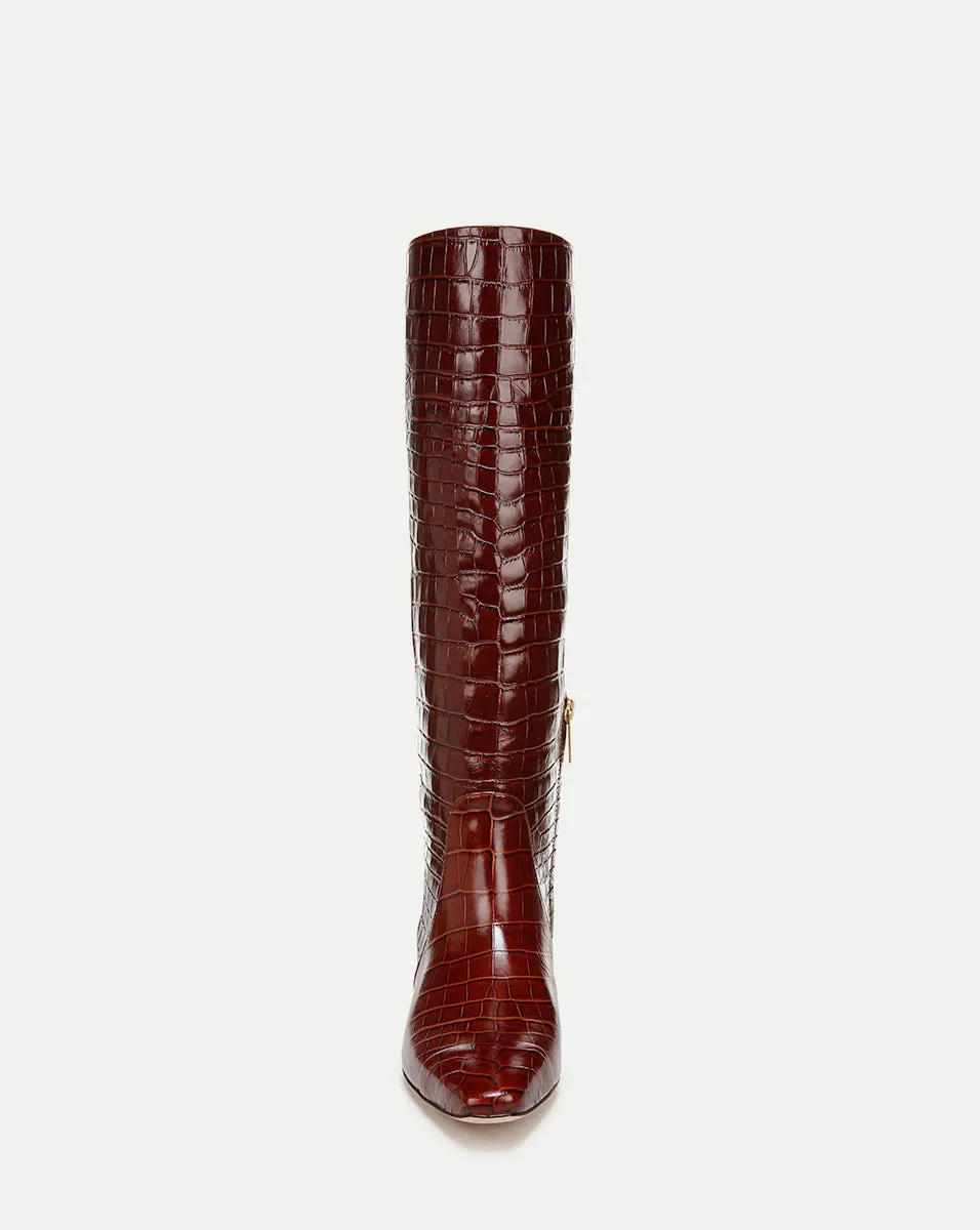 Cecile Croc-Embossed Tall Boot