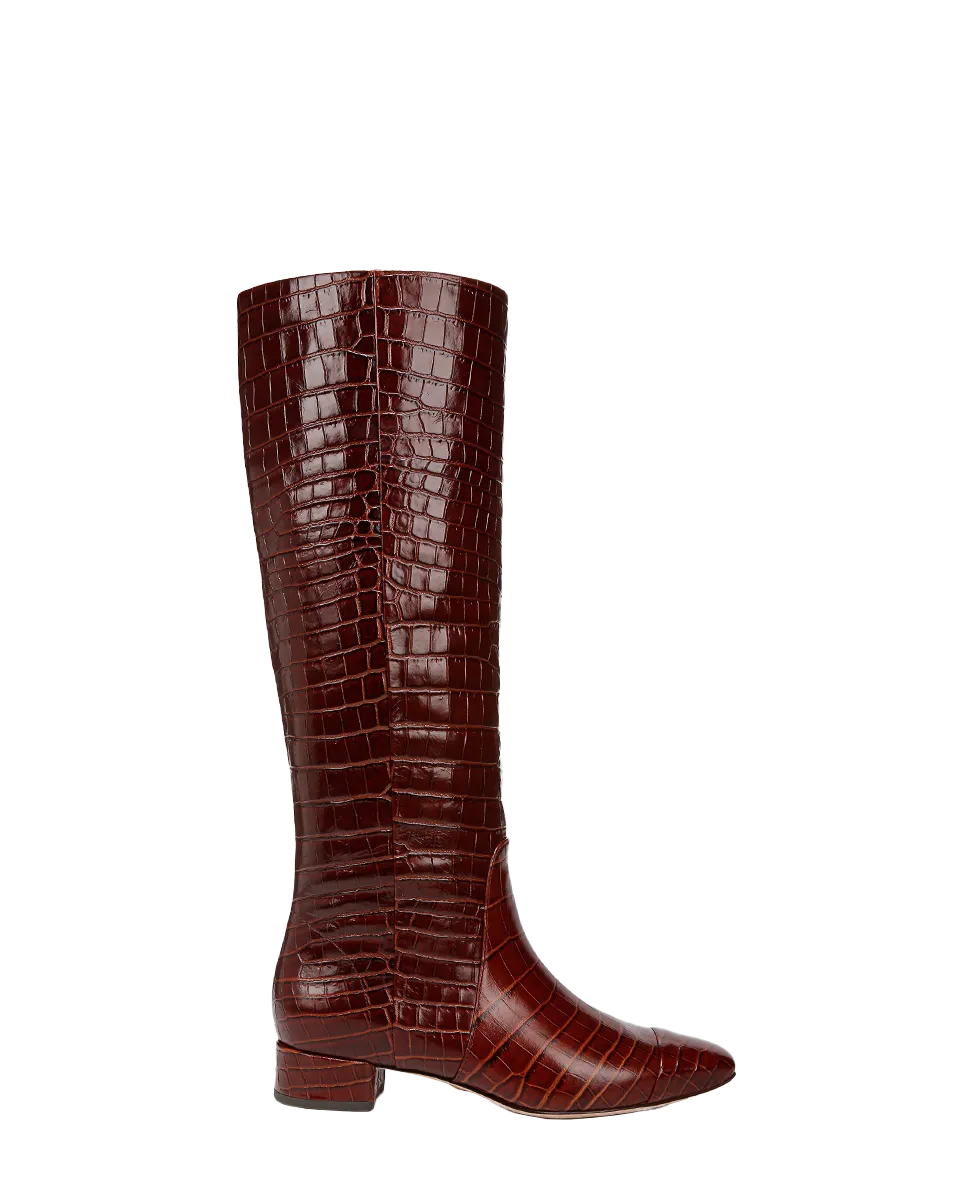 Cecile Croc-Embossed Tall Boot