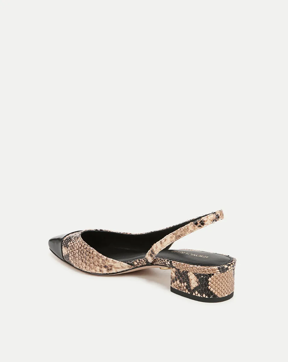 Cecile Snakeskin-Embossed Slingback