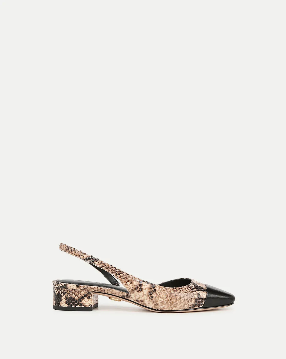 Cecile Snakeskin-Embossed Slingback