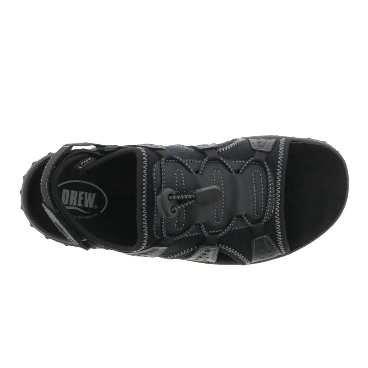 Drew Men's Waves Sandals Black Leather Combo