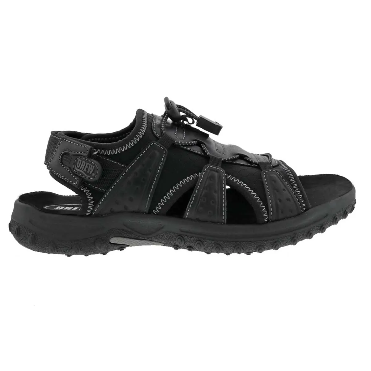 Drew Men's Waves Sandals Black Leather Combo