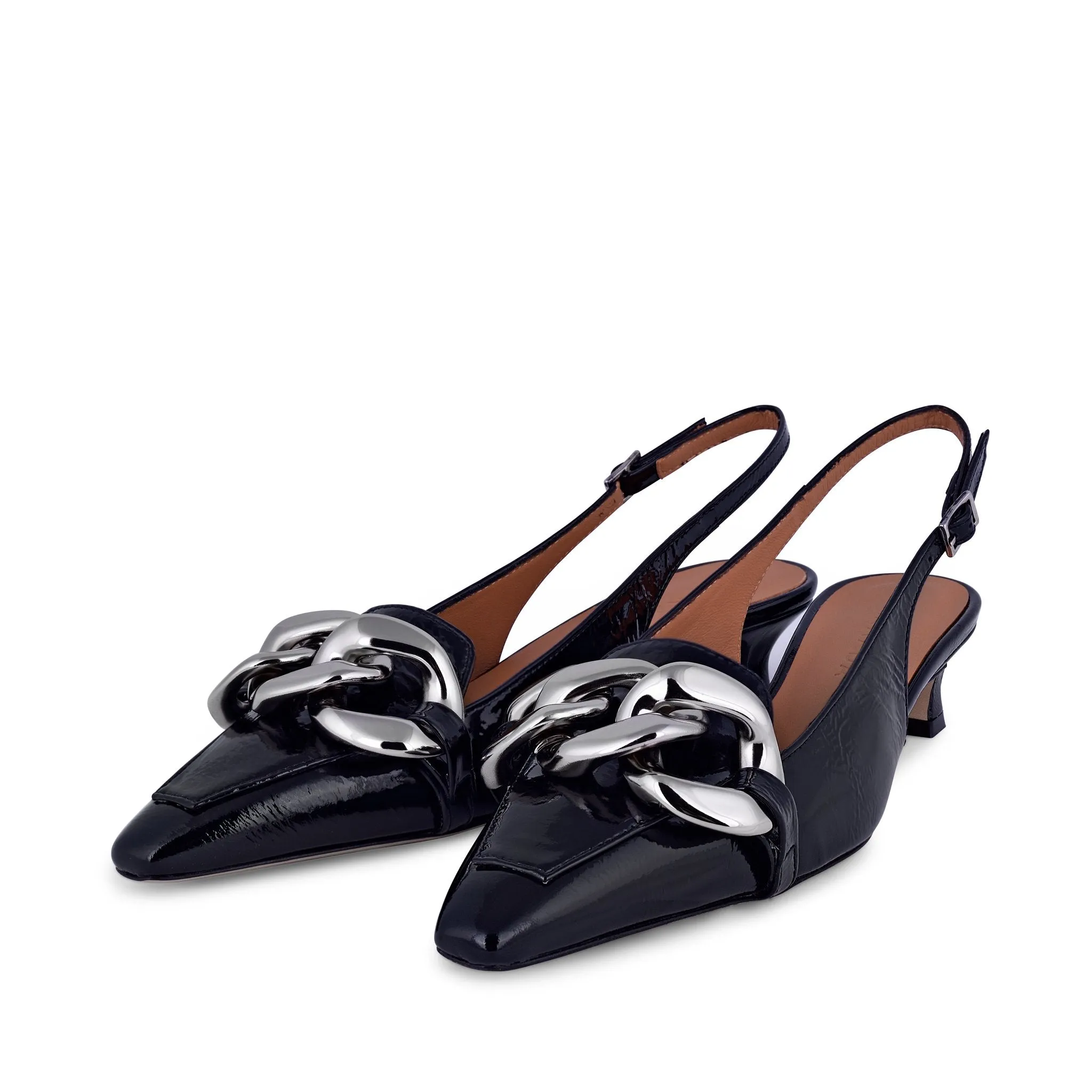 Erity Black Naplak Slingback Pumps