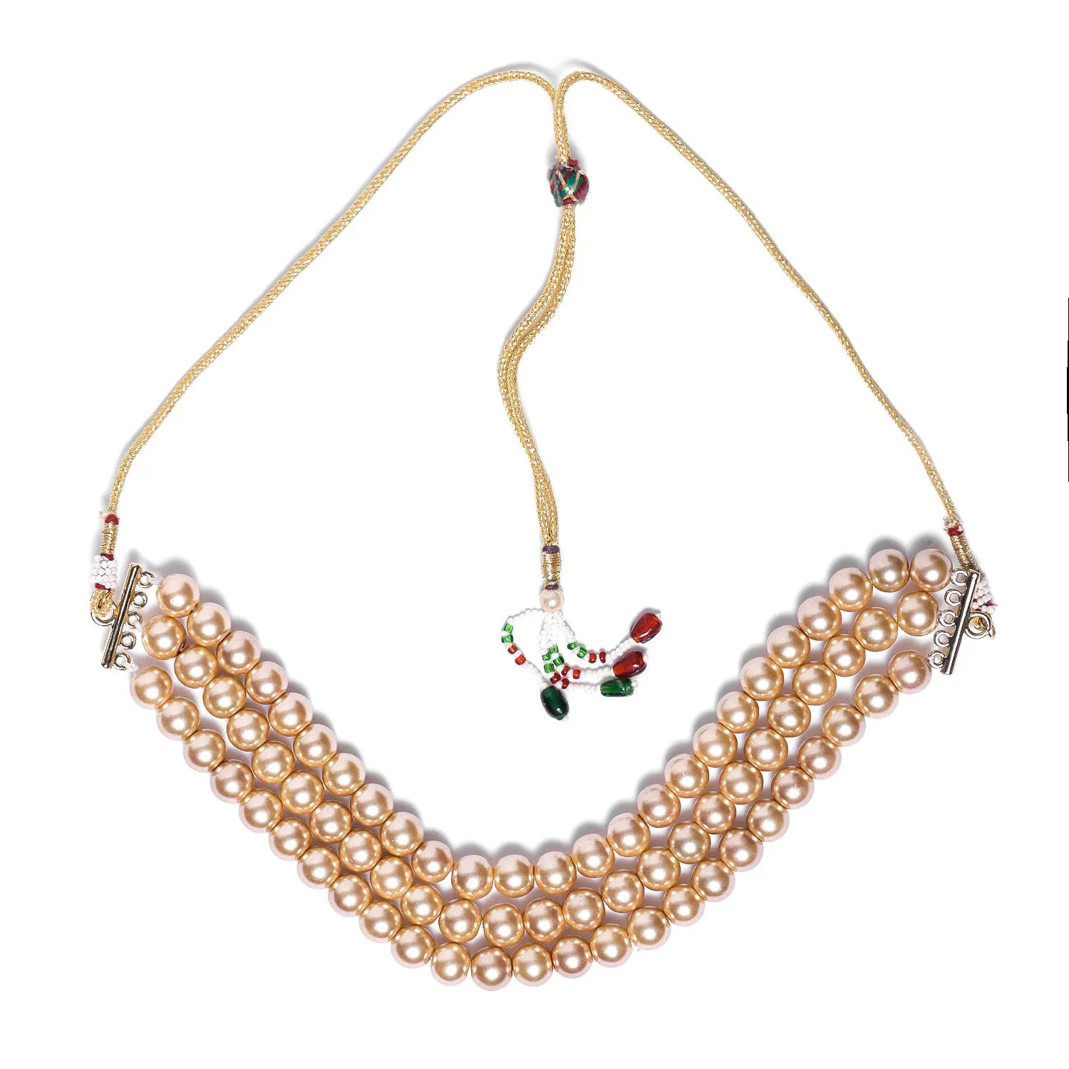 Estele - Enchanting Three Line Gold Pearl Choker