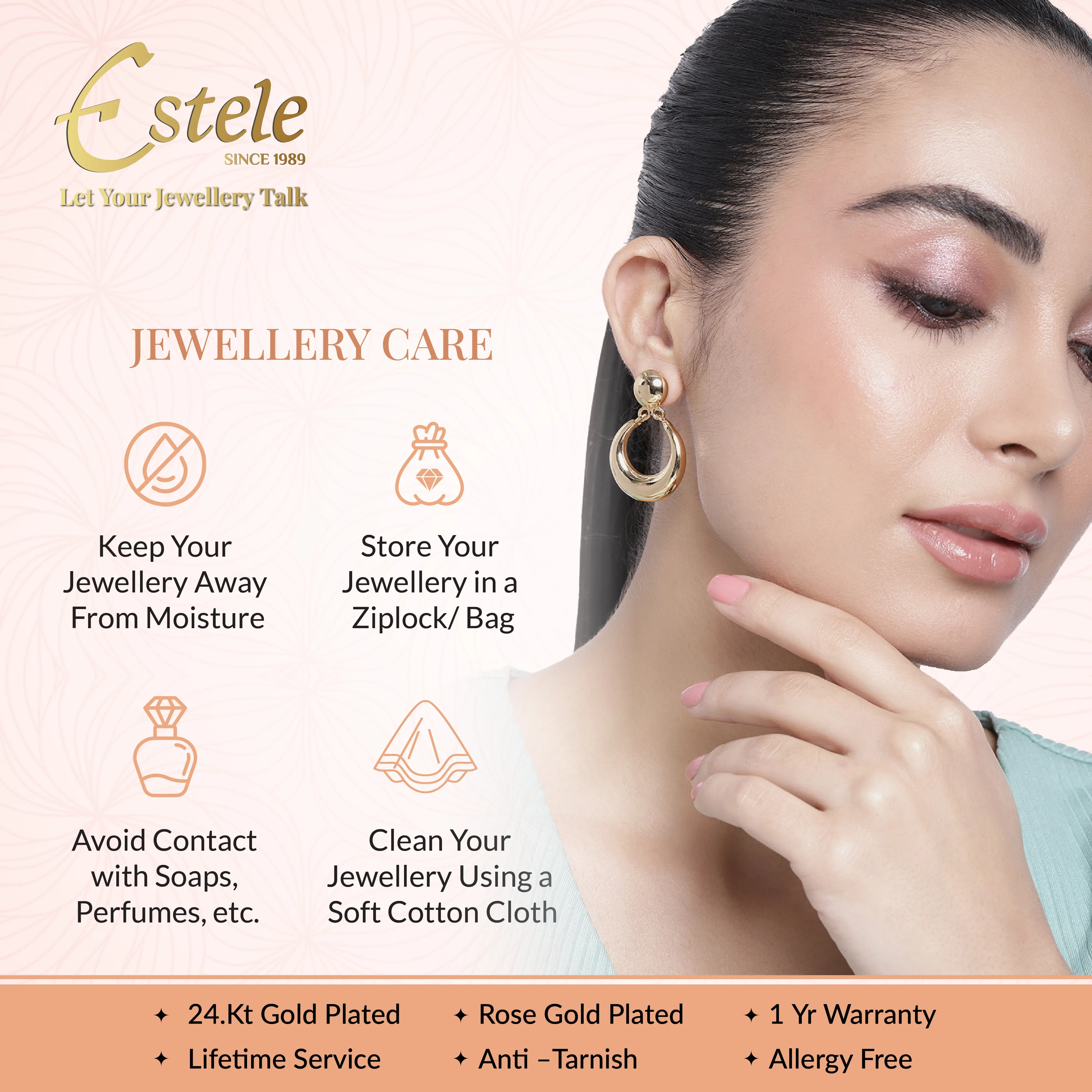 Estele Gold Plated CZ Sparkling Twirl Designer Earrings for Women