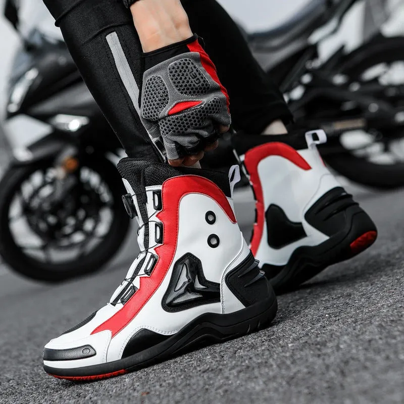 High Top Motorcycle Racing Boots Professional Leather Motocross Riding Bike Shoes | 888