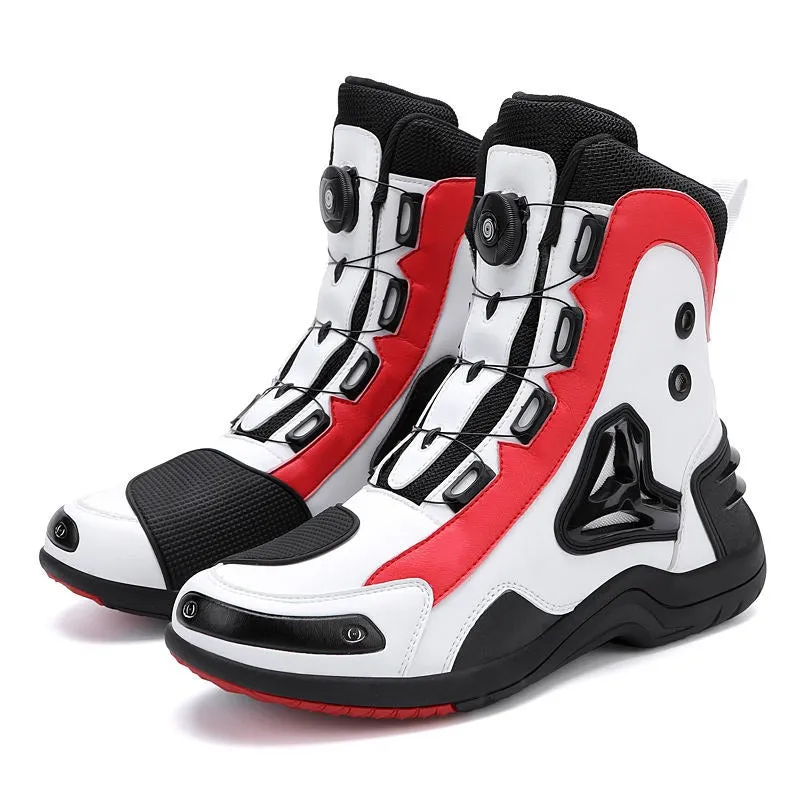 High Top Motorcycle Racing Boots Professional Leather Motocross Riding Bike Shoes | 888