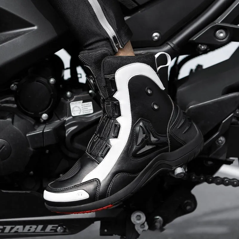 High Top Motorcycle Racing Boots Professional Leather Motocross Riding Bike Shoes | 888