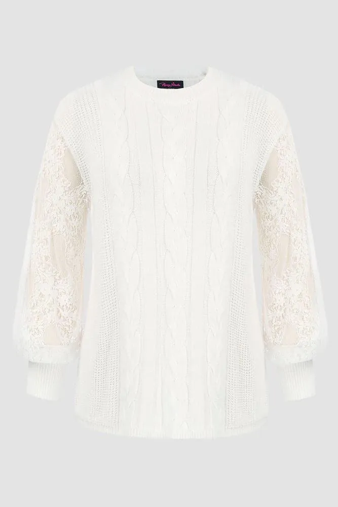 HN Women Plus Size Lace Patchwork Sweater