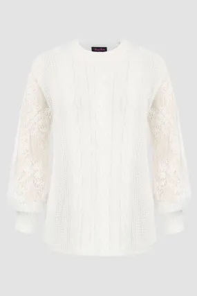 HN Women Plus Size Lace Patchwork Sweater