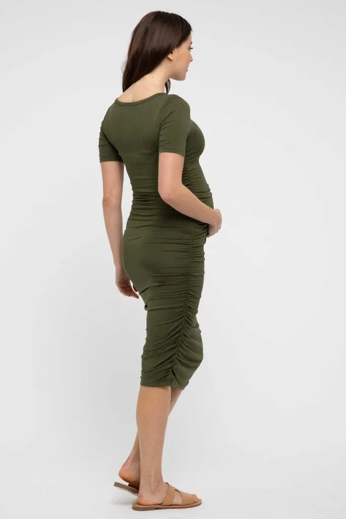 Jasper Ruched Dress - Dark Olive