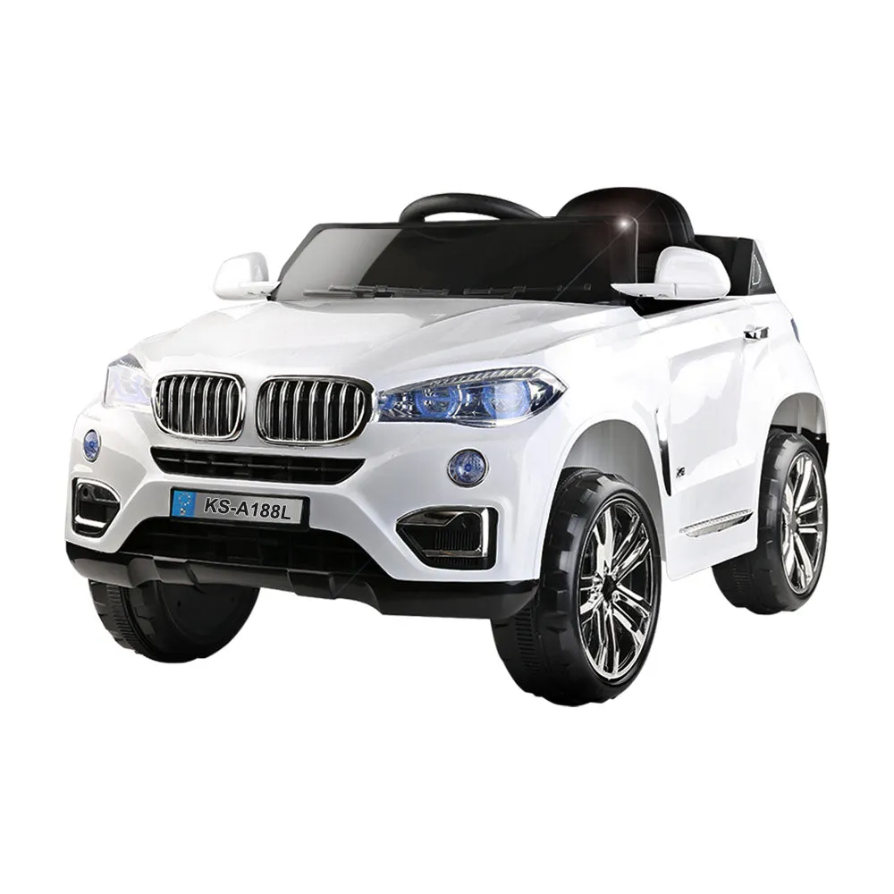 Kids Ride On Car With Remote MP3 LED Lights - White