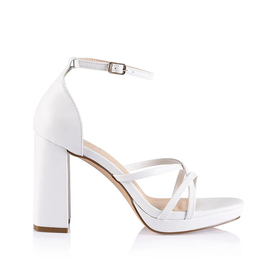 Lara Platform Sandals - White Smooth