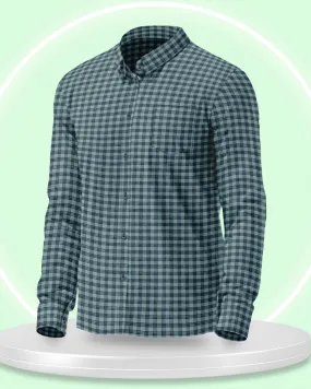 Men Full Hand Olive Green Casual Checked Shirt