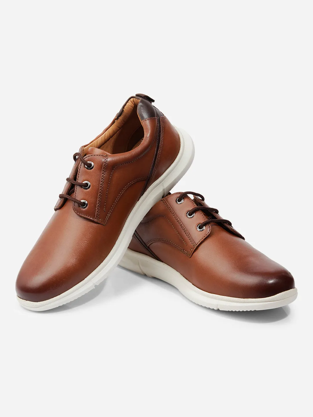 Men Tan Leather Sneaker (ID3087)