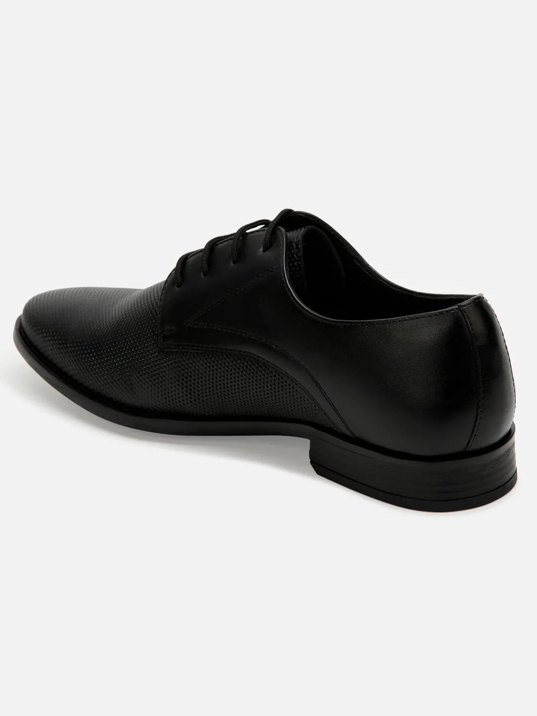 Men's Black Regular Toe Textured Finish Formal (ID2139)