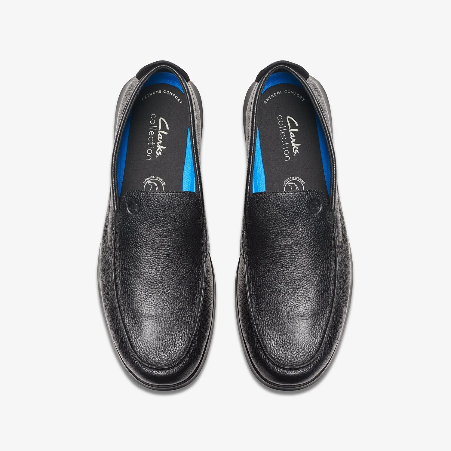 Mens Flexway Black Leather Step Shoes