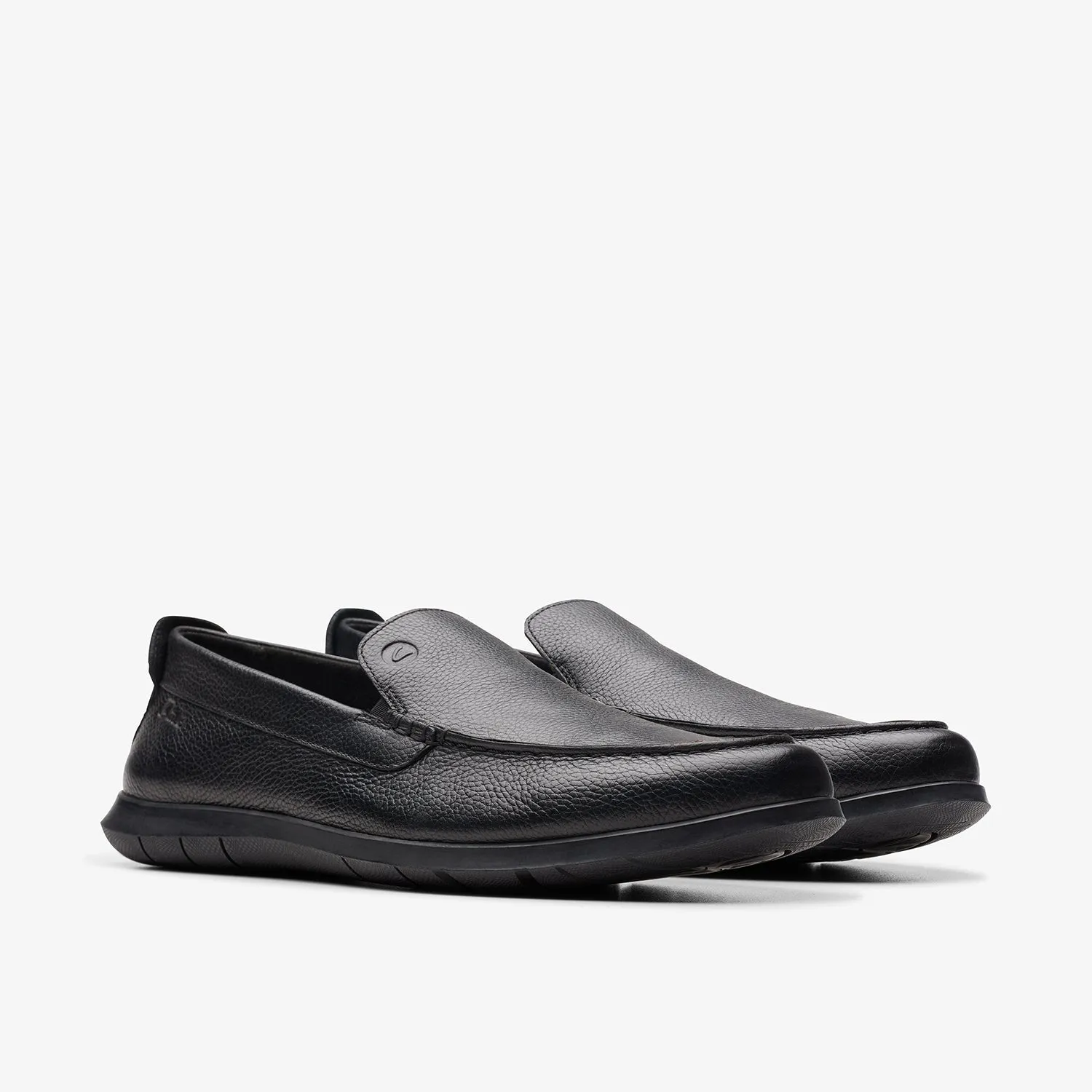 Mens Flexway Black Leather Step Shoes