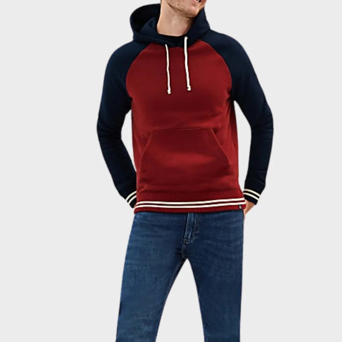 Men`s Pure Cotton Colour Block Hoodie