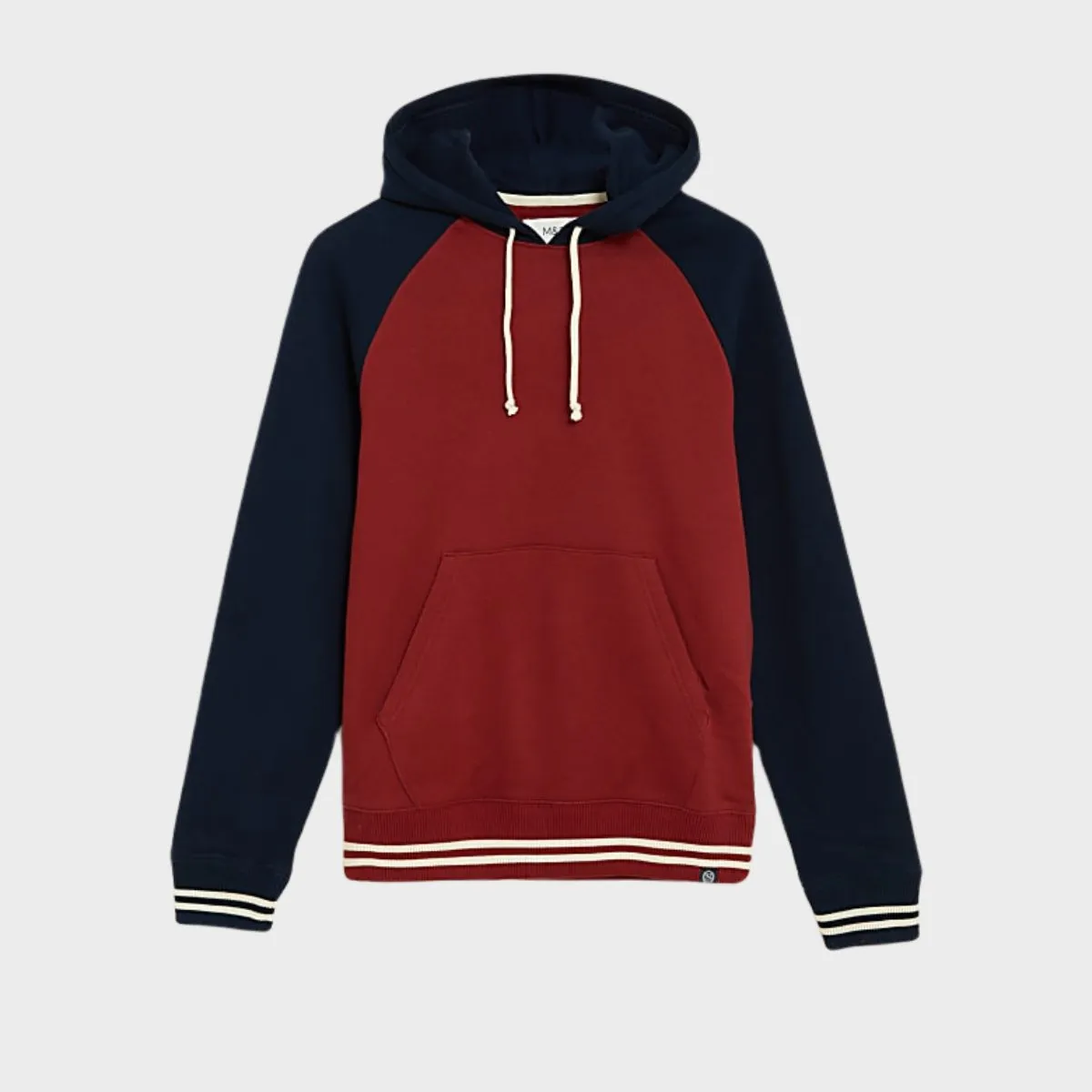 Men`s Pure Cotton Colour Block Hoodie